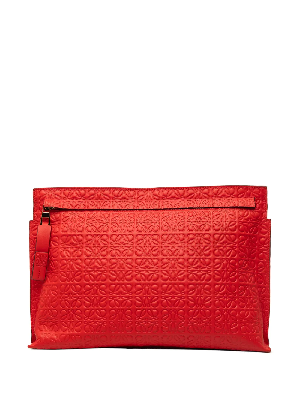 Loewe Pre-Owned 2017 Embossed Anagram Leather Repeat T clutch bag - Rosso