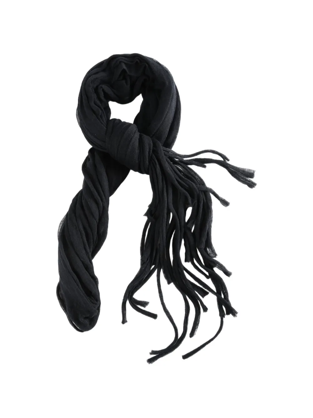YEHUAFAN fringed cashmere scarf - Nero