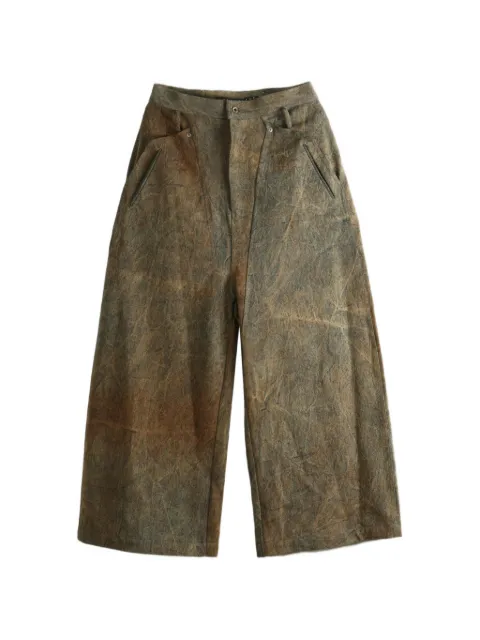 YEHUAFAN distressed wide-leg trousers