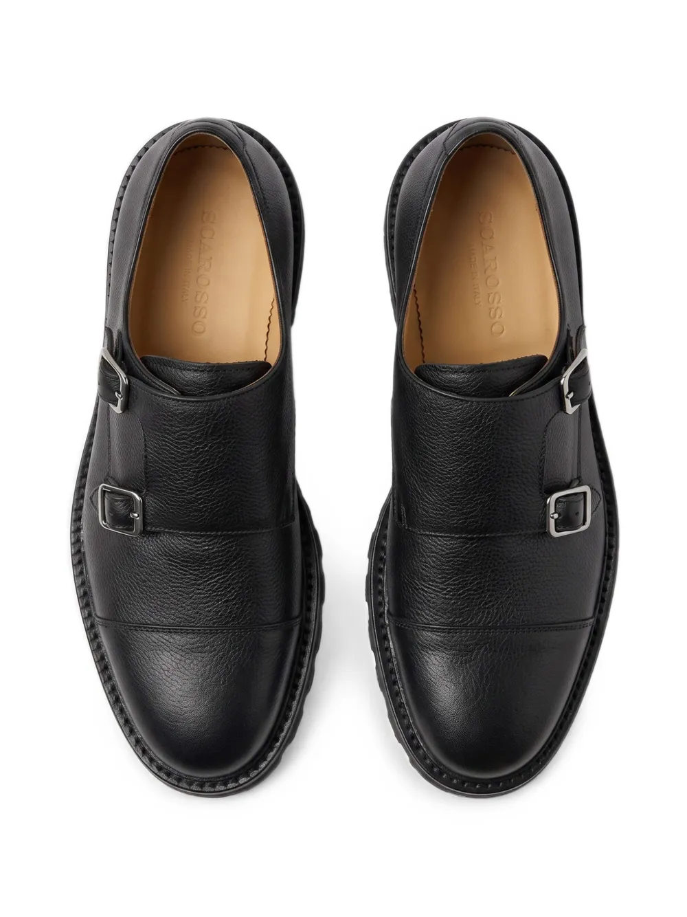 Scarosso Oswald grain-leather monk shoes Zwart
