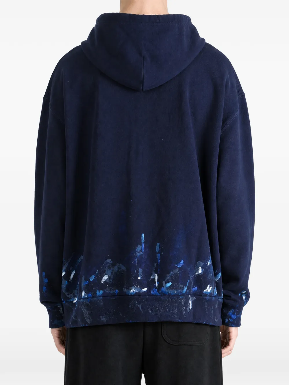 Balenciaga paint-splatter logo-print hoodie Blauw