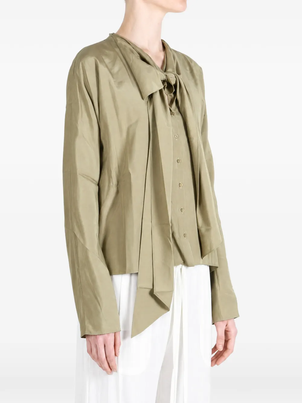 Cortana Causa button-down blouse met strik Groen