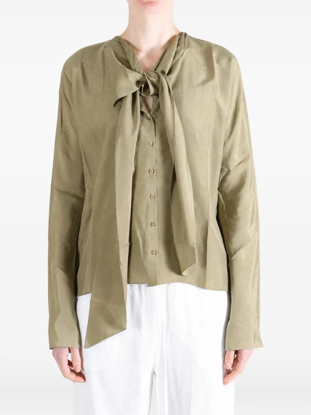 Cortana Causa button-down blouse met strik Groen