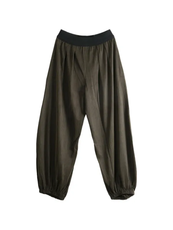Cortana Espera Pleated Elasticated-cuff Trousers in Brown