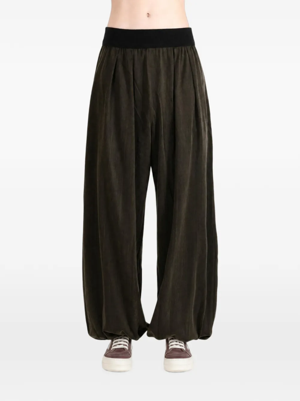 Cortana Espera Pleated Elasticated-cuff Trousers in Brown, view 2