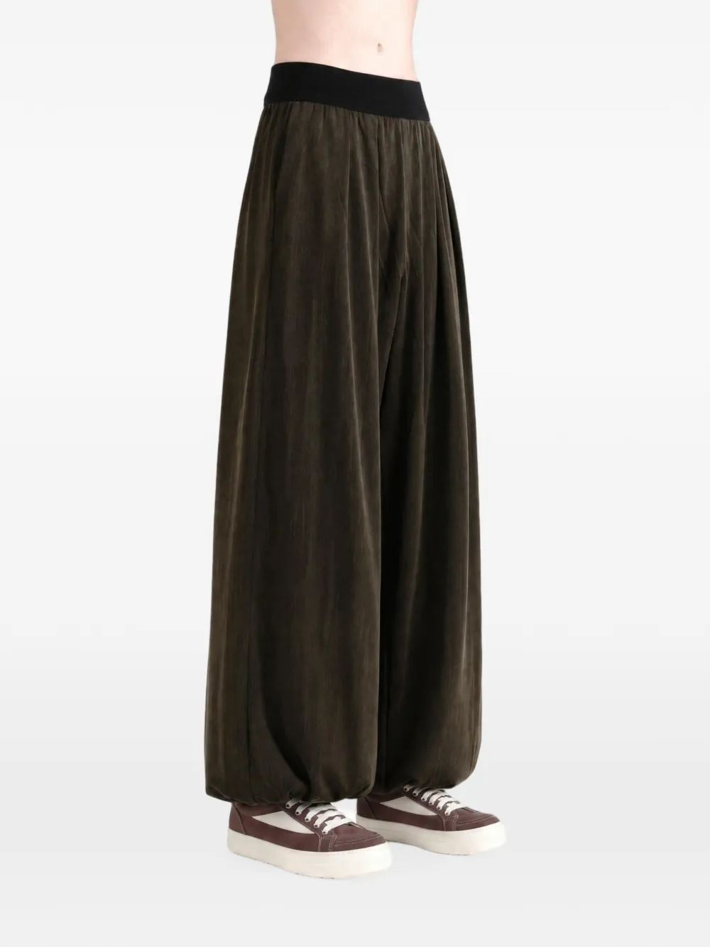 Cortana Espera Pleated Elasticated-cuff Trousers in Brown, view 3