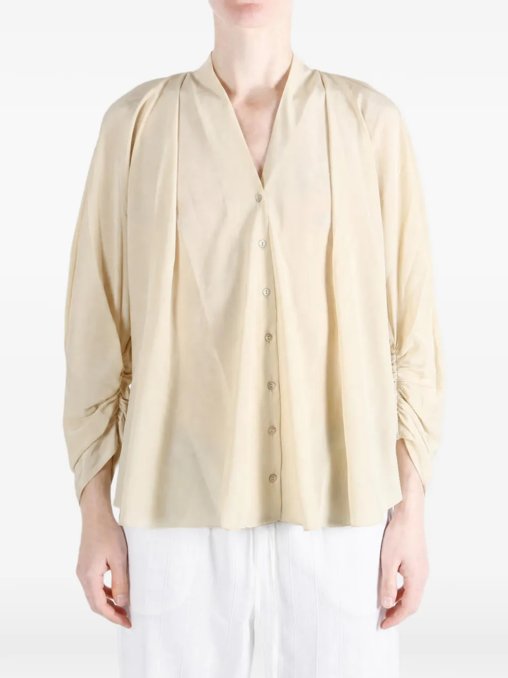 Cortana Medina blouse met V-hals Beige