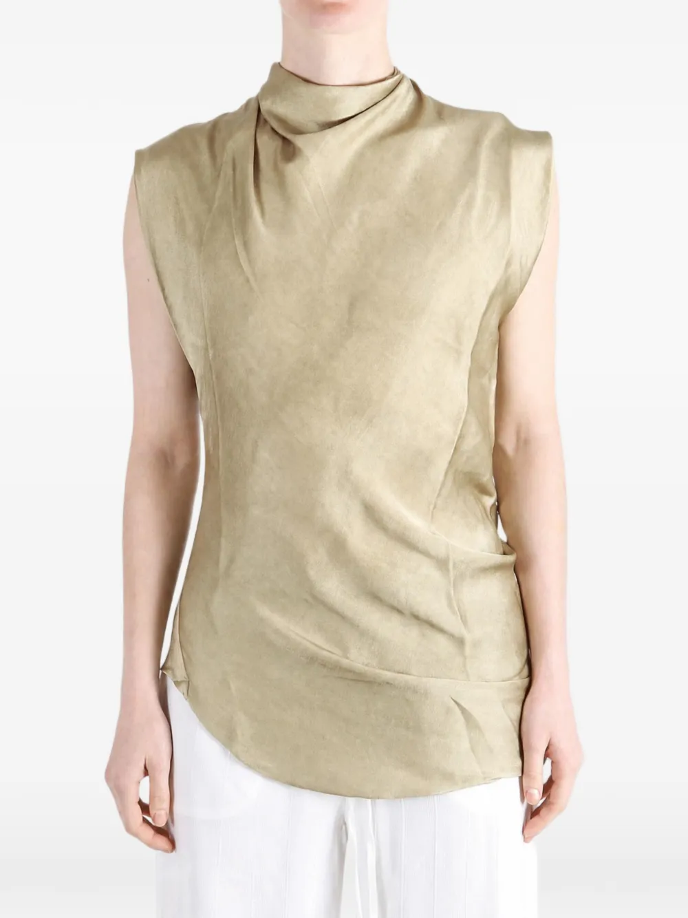 Cortana Ocaso Asymmetric Draped Top in Neutrals, view 2