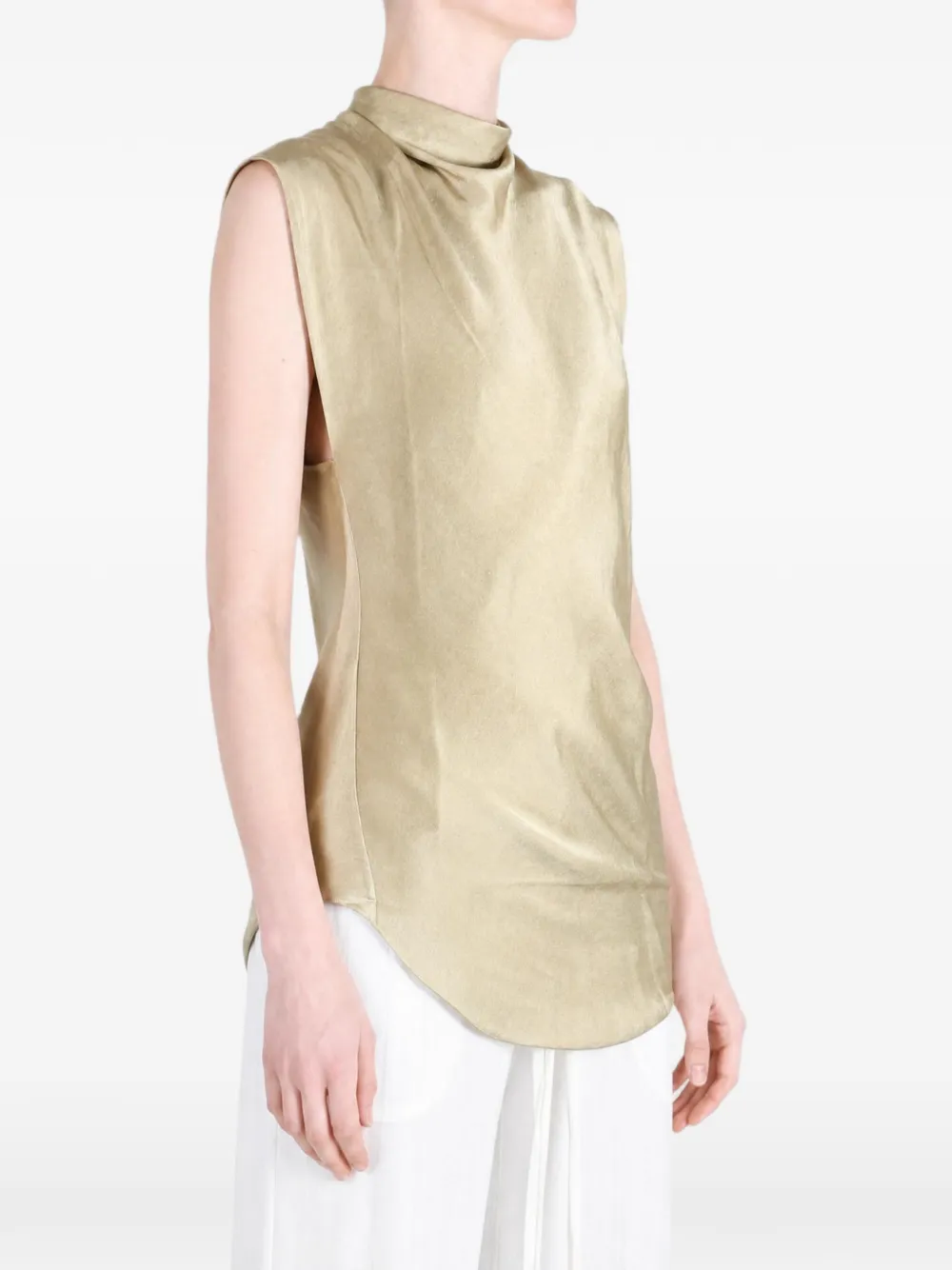 Cortana Ocaso Asymmetric Draped Top in Neutrals, view 3