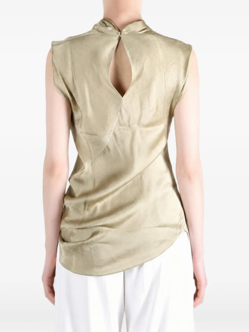Cortana Ocaso Asymmetric Draped Top in Neutrals, view 4