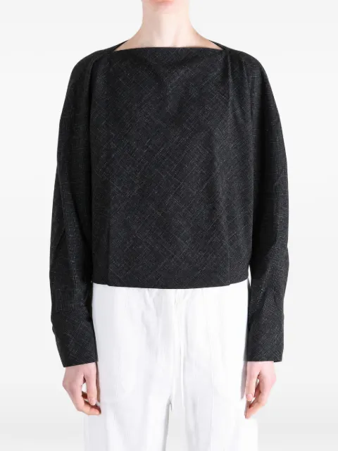 Cortana Nasa cross-hatch boat-neck blouse