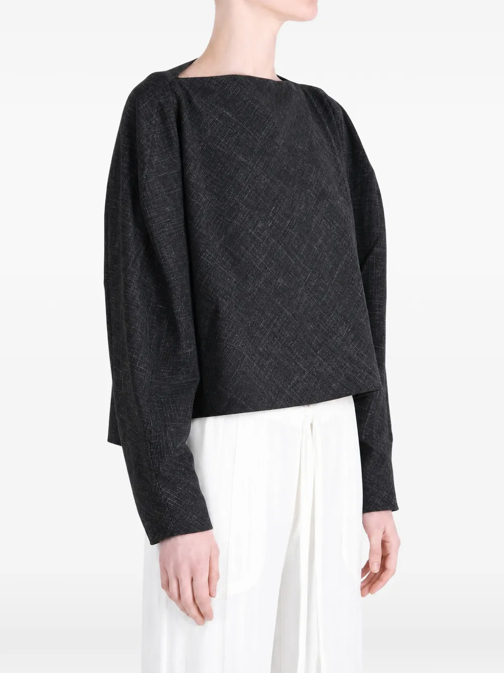 Cortana Nasa blouse met boothals en kruisarcering Zwart