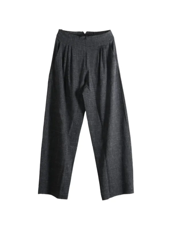 Cortana Tiempo Pleated Wide-leg Trousers in Black