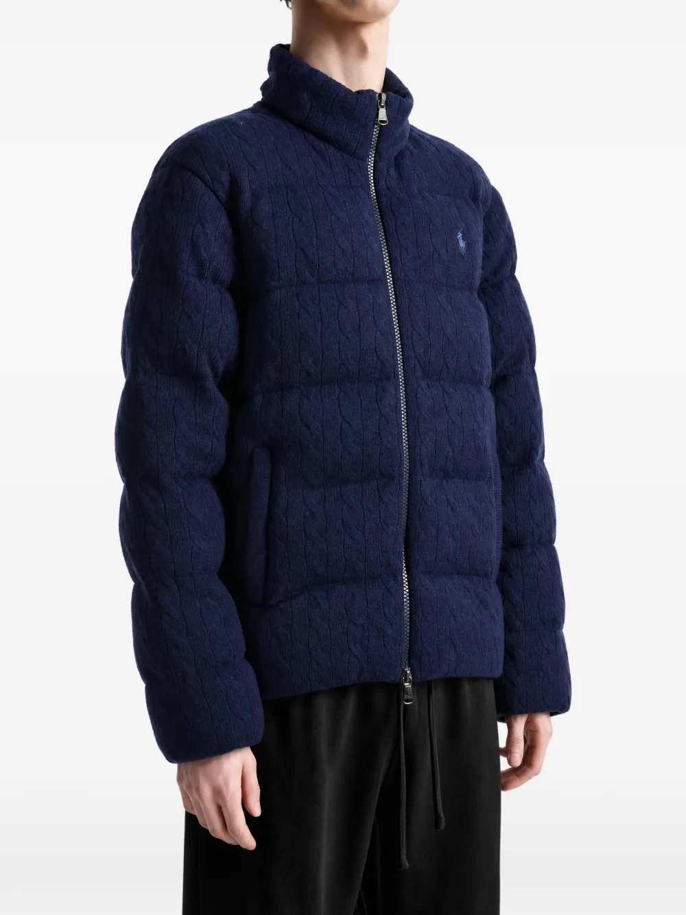 Polo Ralph Lauren Kabelgebreid gewatteerd sweaterjack Blauw