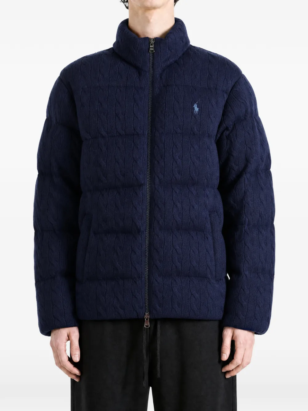 Polo Ralph Lauren Kabelgebreid gewatteerd sweaterjack Blauw