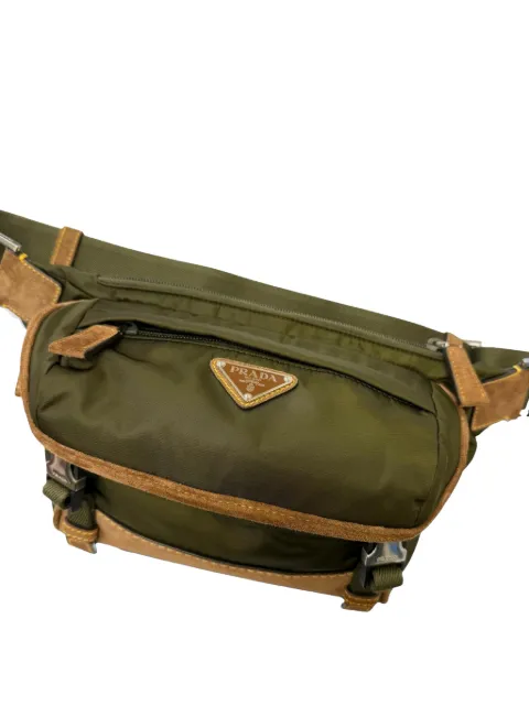 Prada Pre-Owned 2013-2026 스웨이드 트리밍 리나일론 메신저 크로스 백