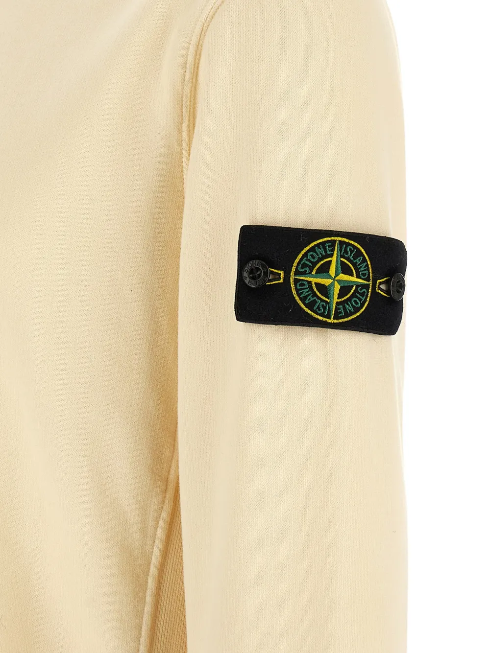Stone Island 6100049 regular-fit fleece sweater met ronde hals en geribbelde inzetstukken Beige
