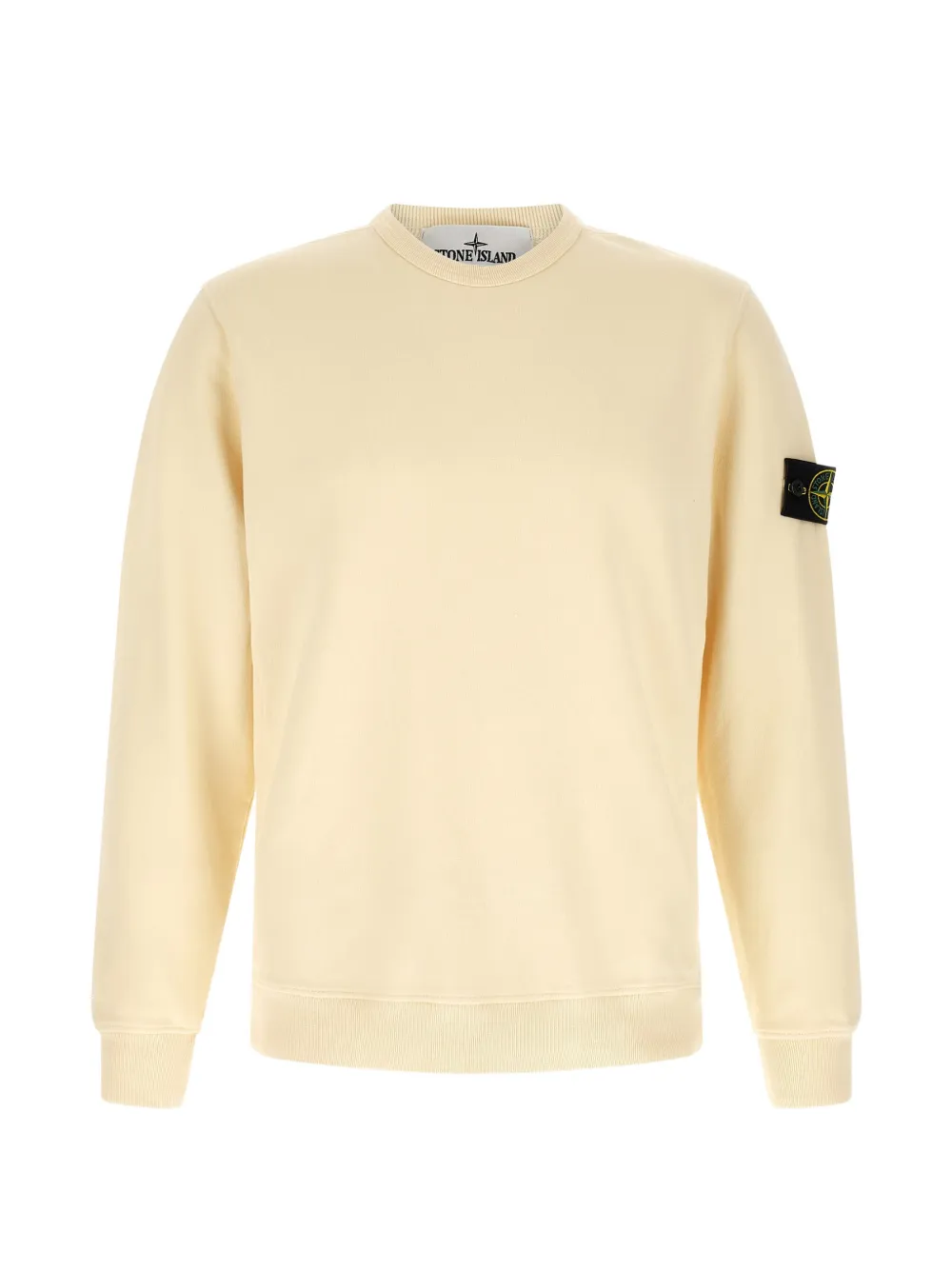Stone Island 6100049 Brushed Organic-cotton Fleece Regular-fit Crew-neck Sweatshirt With Ribbed Inserts In Neutrals