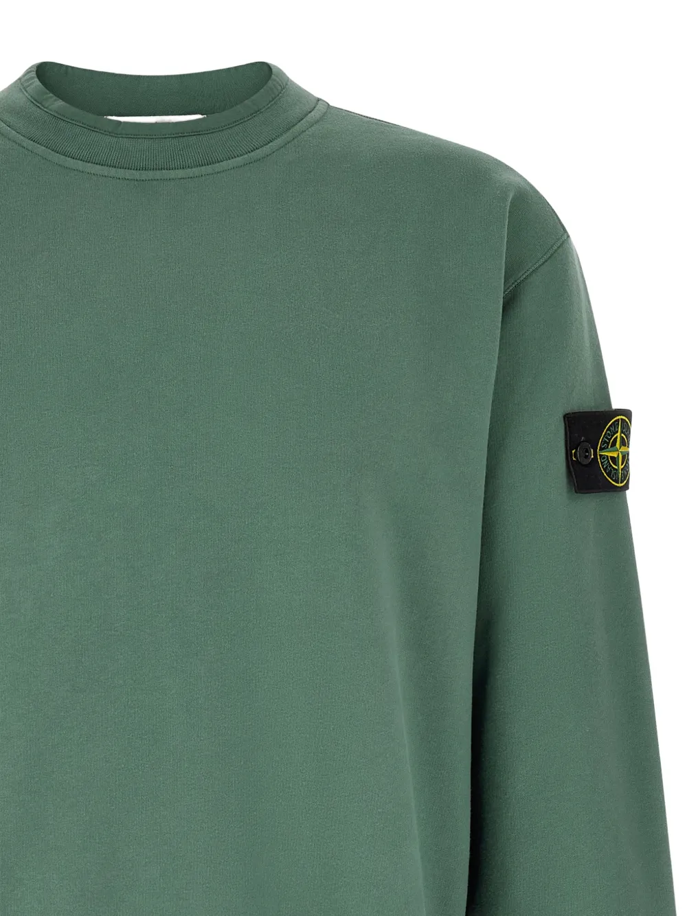 Stone Island 6100022 brushed organic-cotton fleece oversized-fit crew-neck sweatshirt with ribbed trims Groen