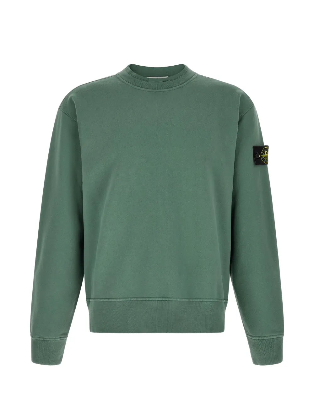 Stone Island 6100022 Brushed Organic-cotton Fleece Oversized-fit Crew-neck Sweatshirt With Ribbed Trims In Green