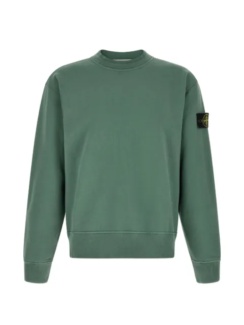 Stone Island 6100022 brushed organic-cotton fleece oversized-fit crew-neck sweatshirt with ribbed trims