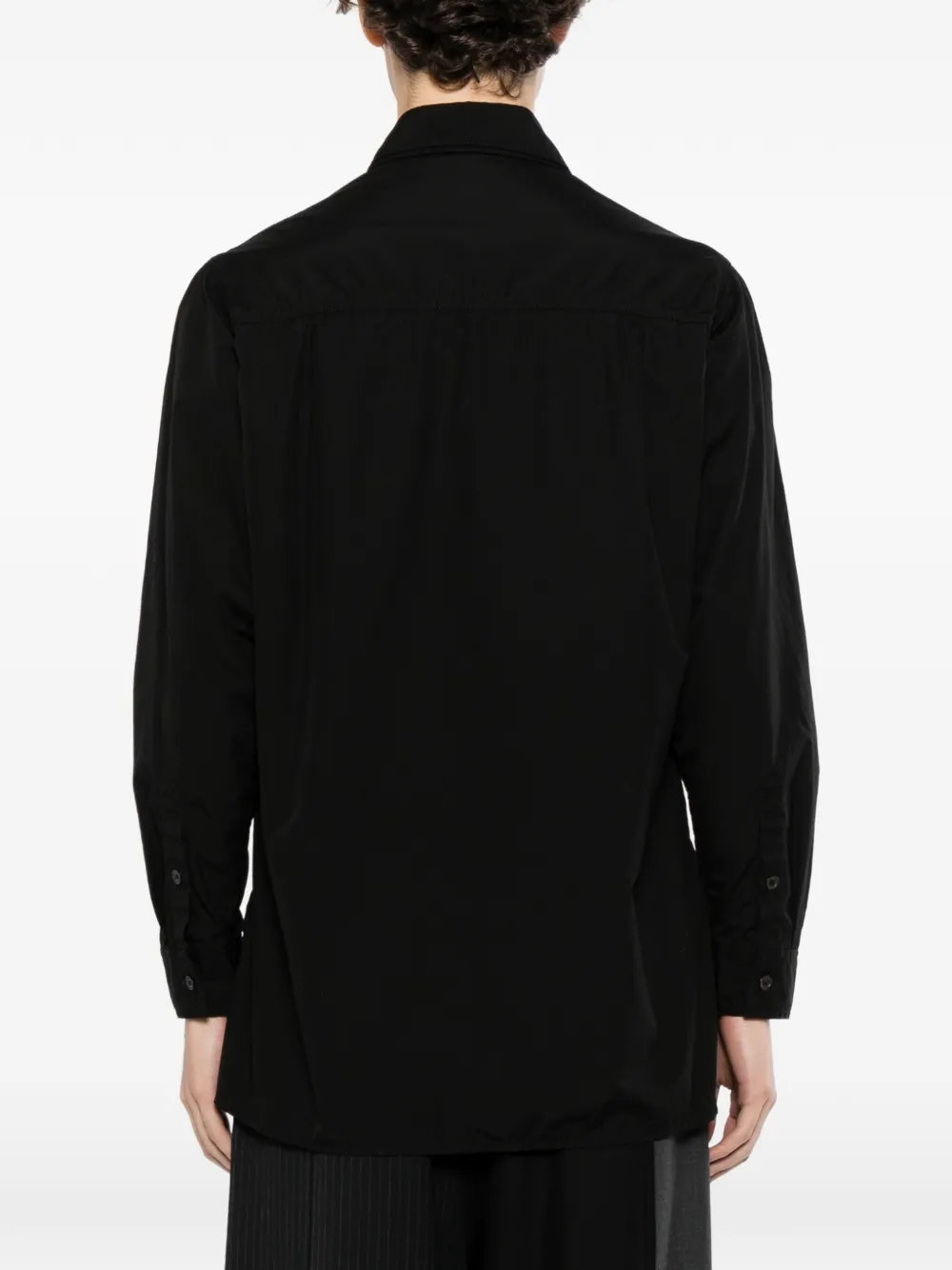 Yohji Yamamoto chain-stitch double-collar shirt Zwart