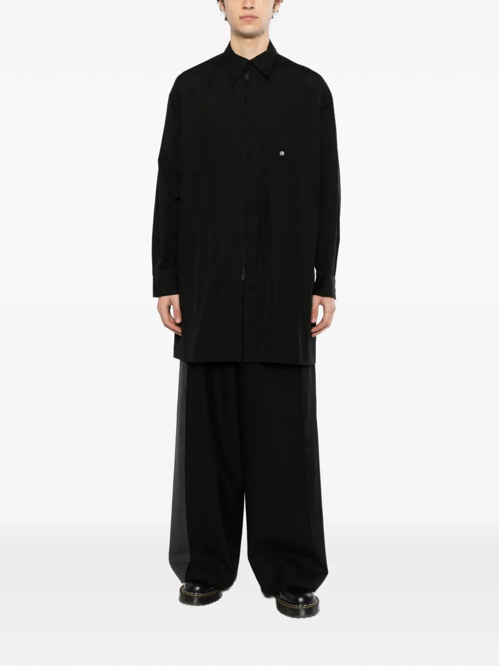 Yohji Yamamoto front-zip broad shirt Zwart