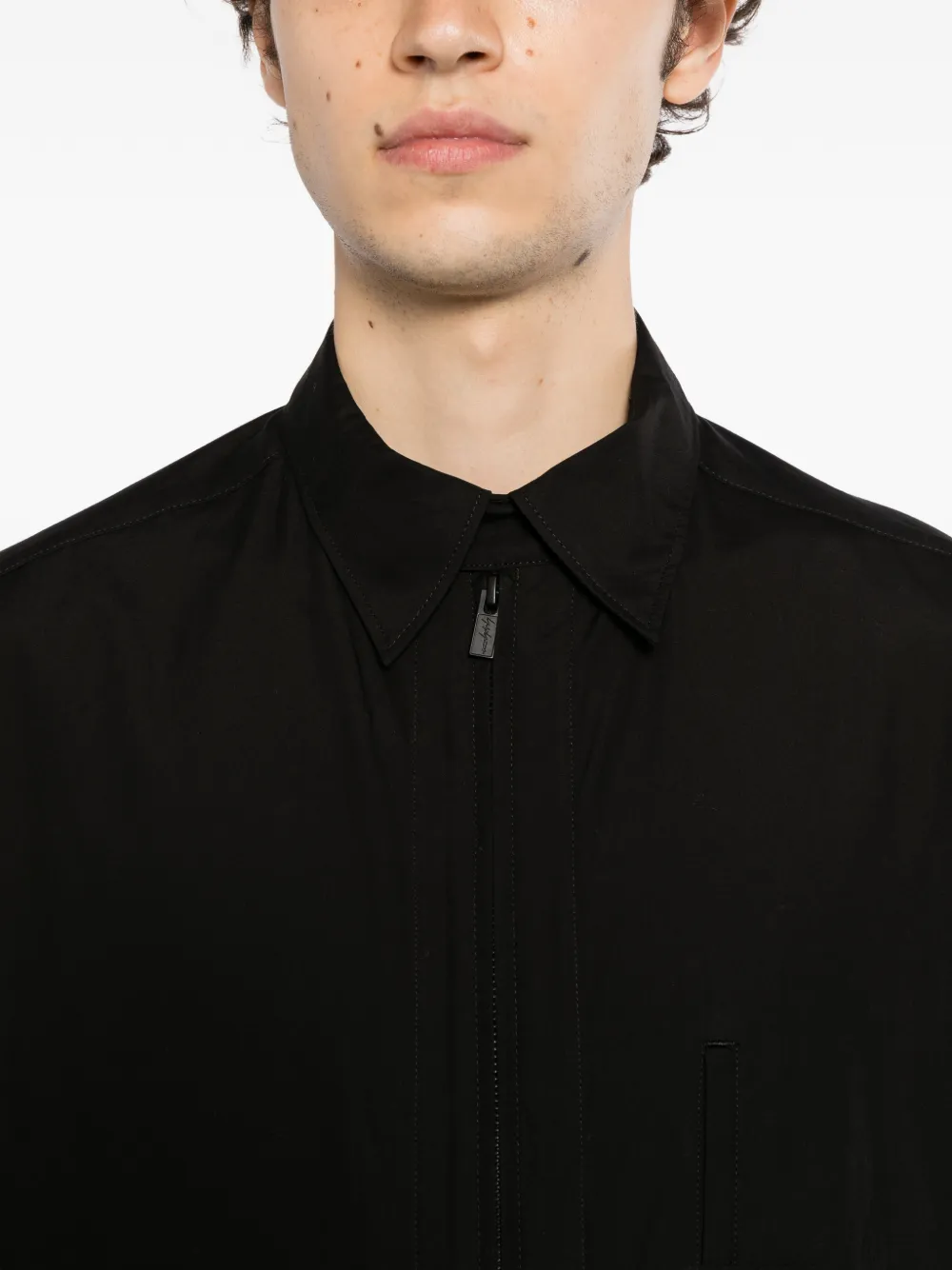 Yohji Yamamoto front-zip broad shirt Zwart