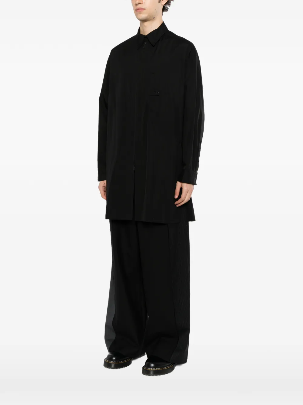 Yohji Yamamoto front-zip broad shirt Zwart