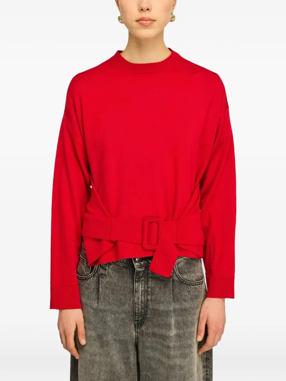 Semicouture belted-waist sweater Rood