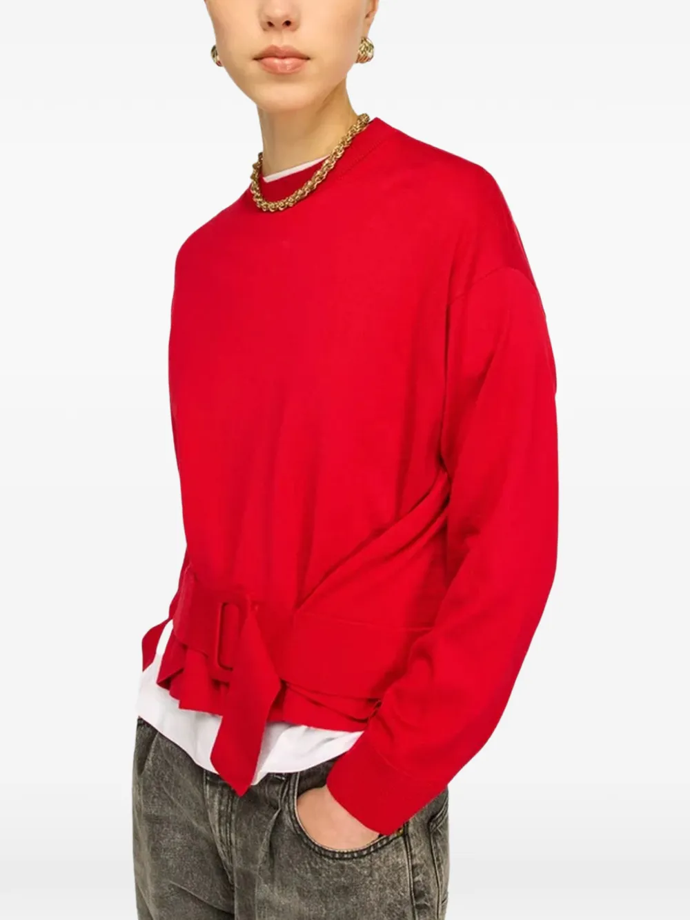 Semicouture belted-waist sweater Rood