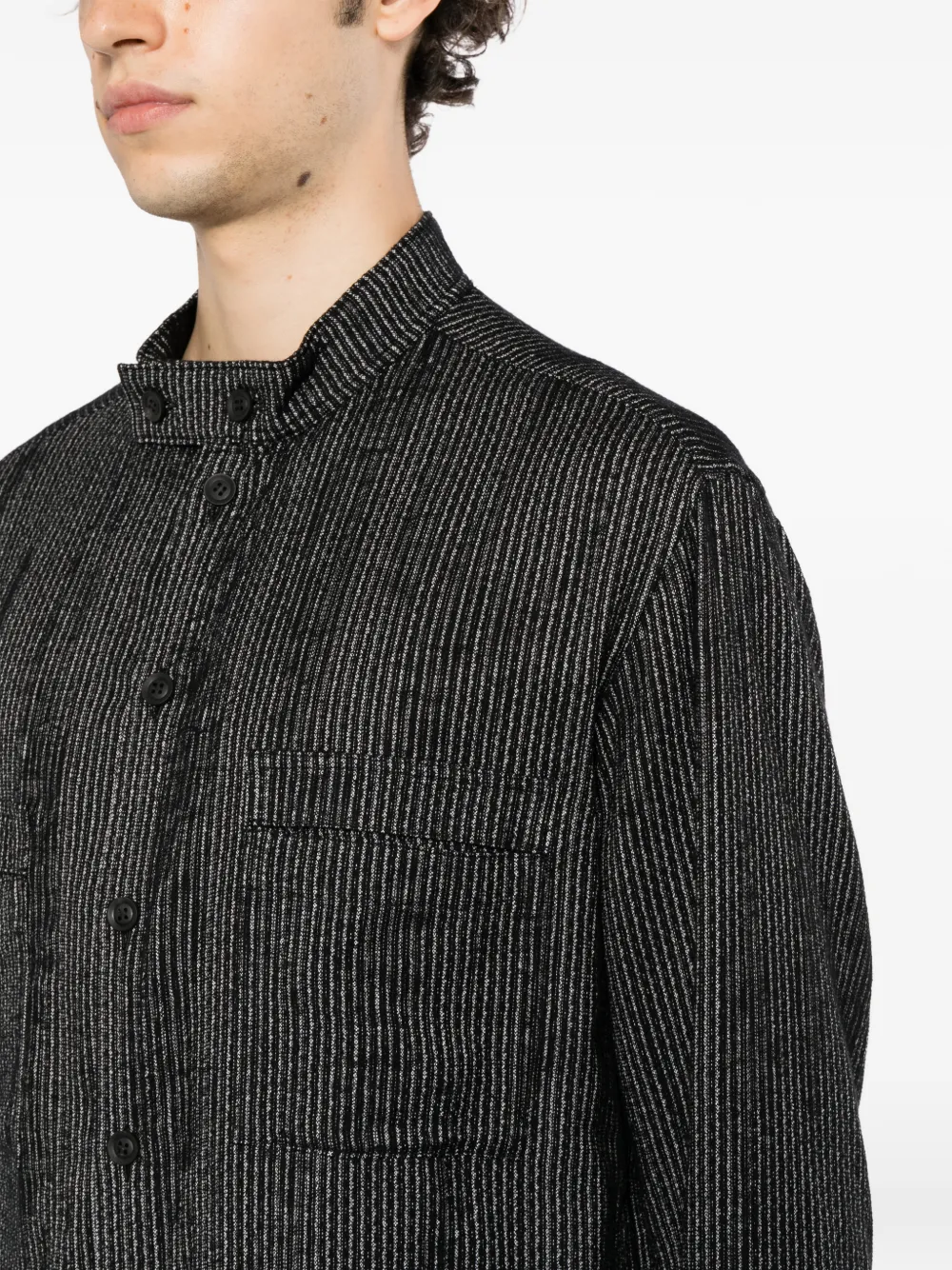 Yohji Yamamoto melange striped shirt Zwart