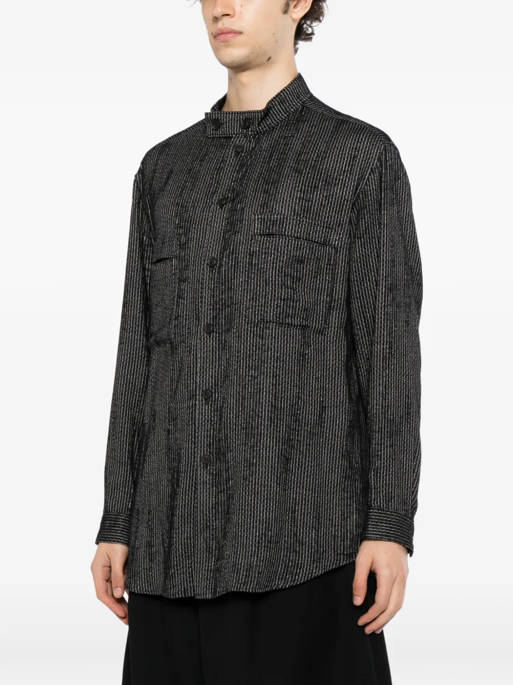 Yohji Yamamoto melange striped shirt Zwart
