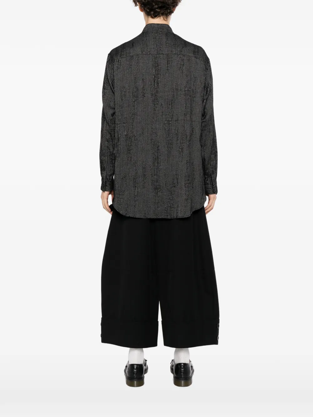 Yohji Yamamoto melange striped shirt Zwart
