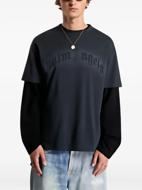 Palm Angels logo-patch layered-sleeve T-shirt