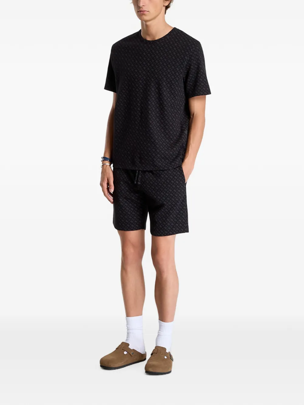 HUGO Pyjamatop met print en katoenblend Zwart