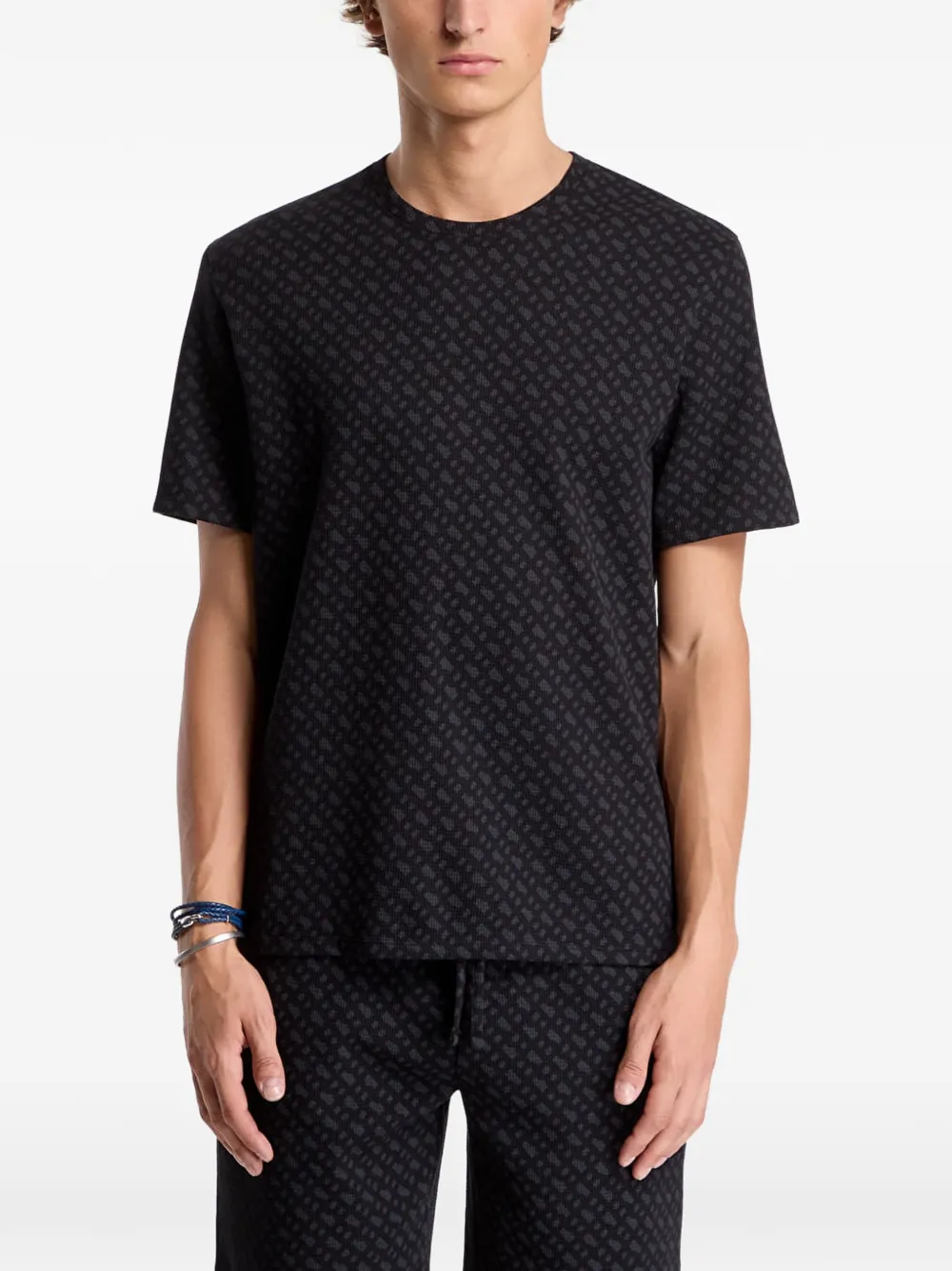 HUGO Pyjamatop met print en katoenblend Zwart