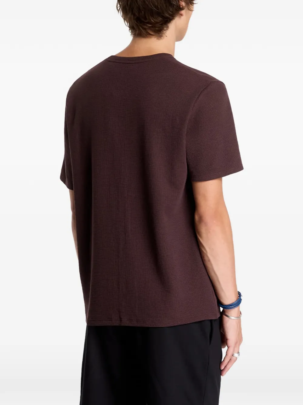 HUGO Wafelgebreid pyjama-T-shirt met logo-patch Bruin