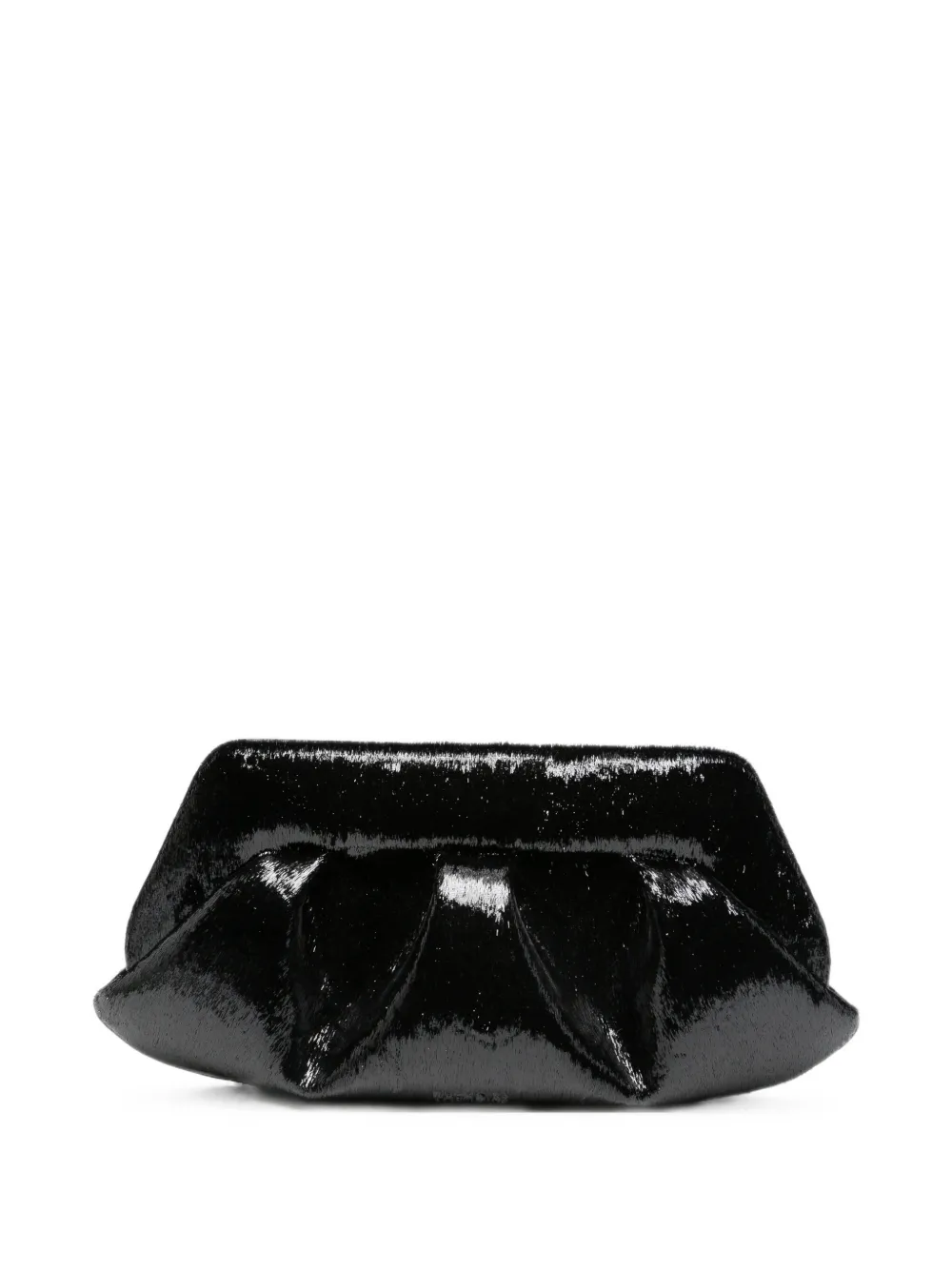 Themoirè Bios ruched metallic-effect clutch bag - Nero