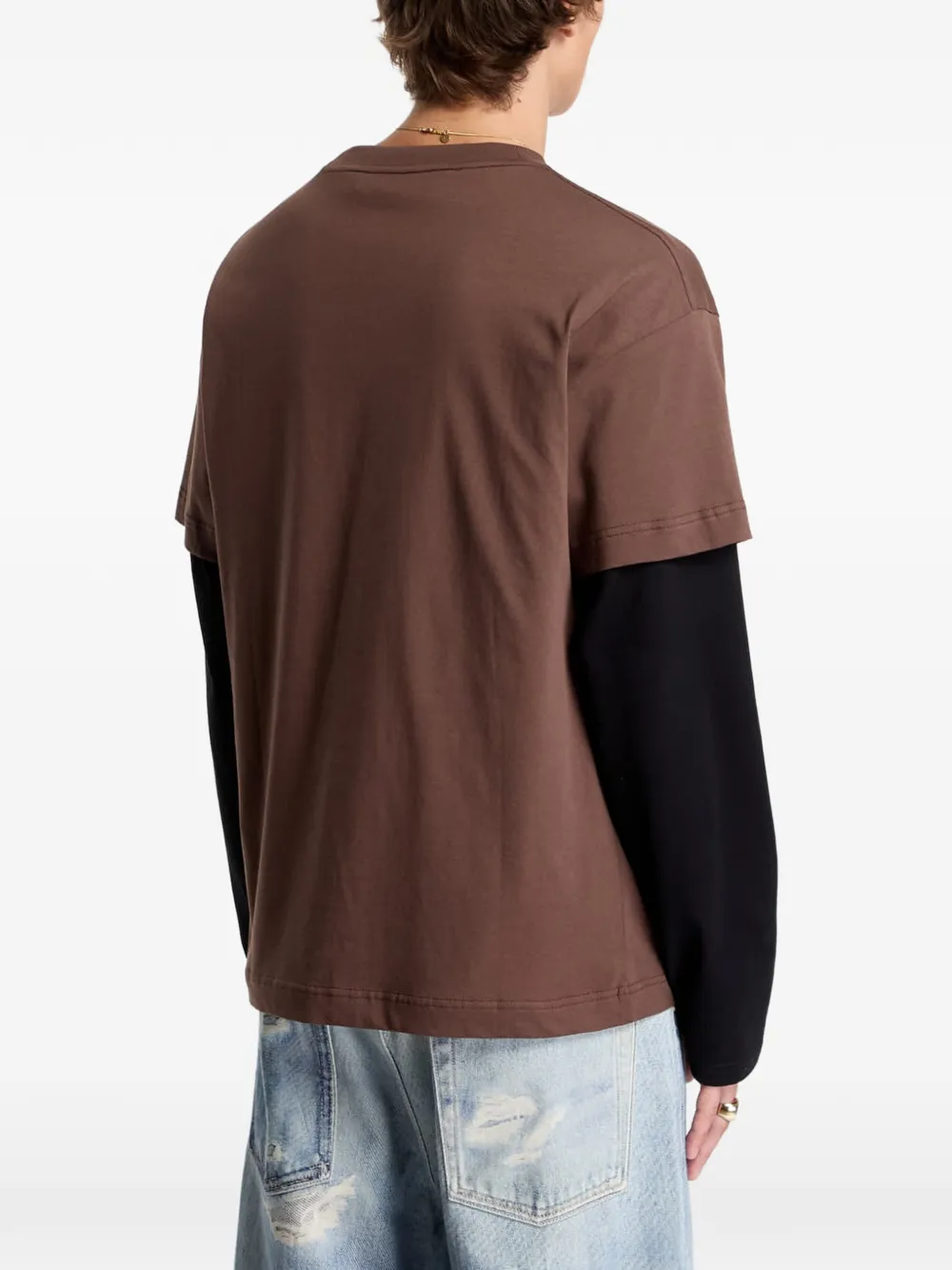 Palm Angels logo-print double-layer T-shirt Bruin
