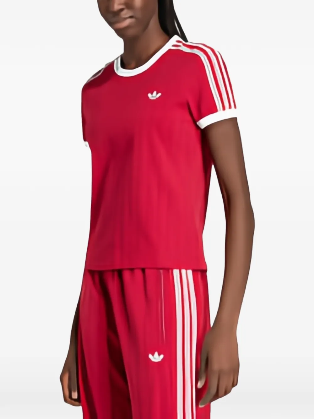 adidas pinstripe embroidered-logo T-shirt