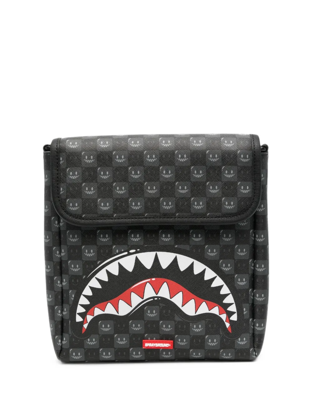 Sprayground Shark Mouth checkered messnger bag - Nero
