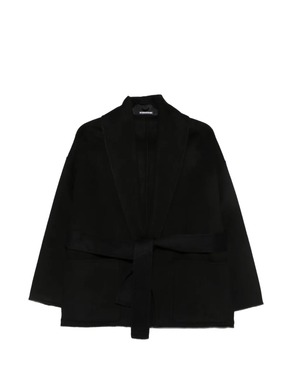 SUSANNE BOMMER Cappotto in lana con cintura e collo a scialle - Nero