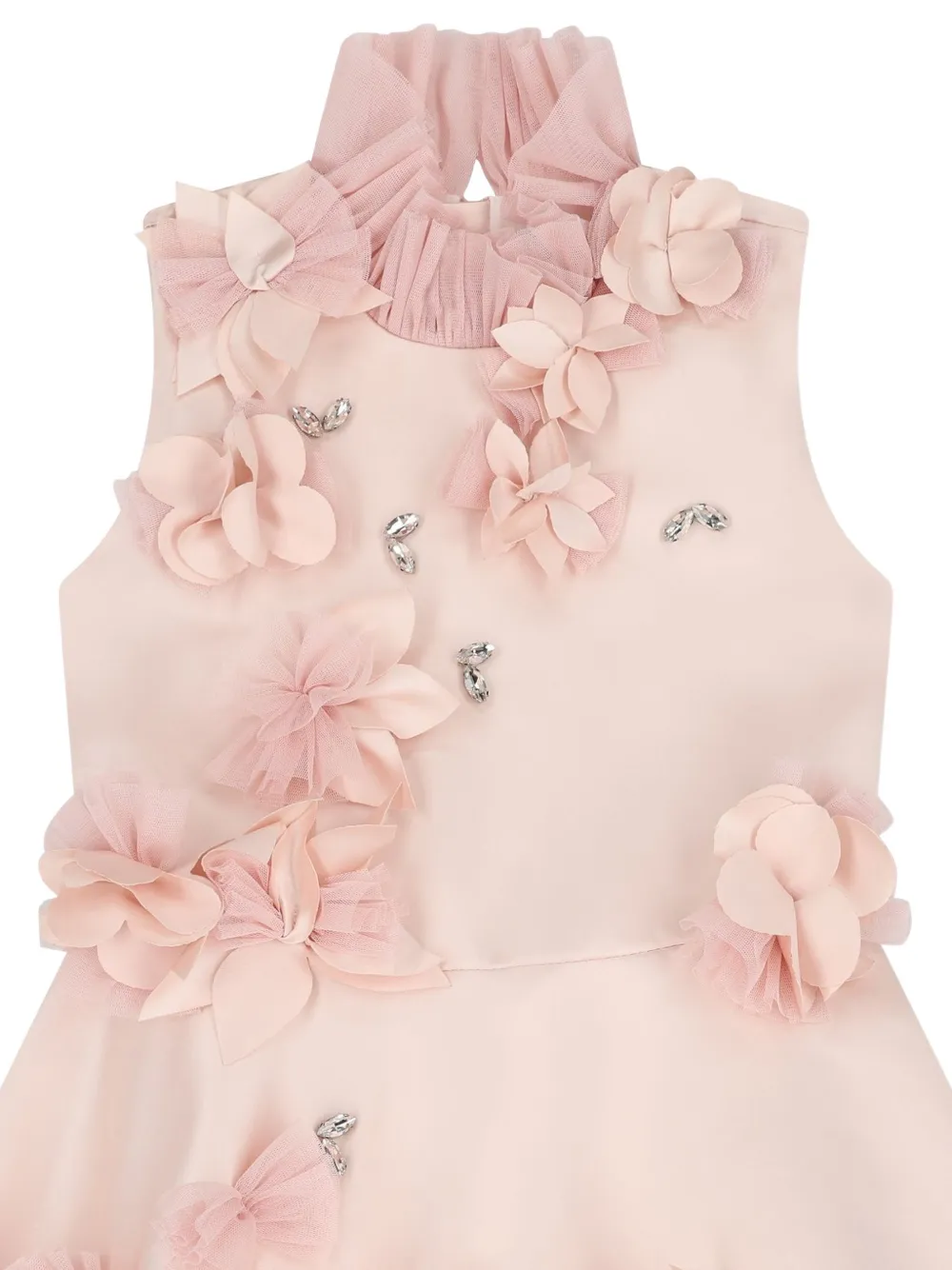 JESSIE AND JAMES KIDS floral-appliqué crystal-embellished dress Roze