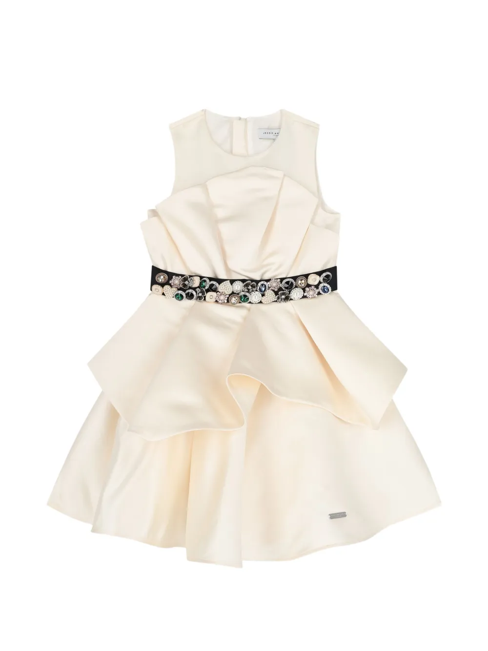 JESSIE AND JAMES KIDS crystall-embellished ruffled dress - Toni neutri