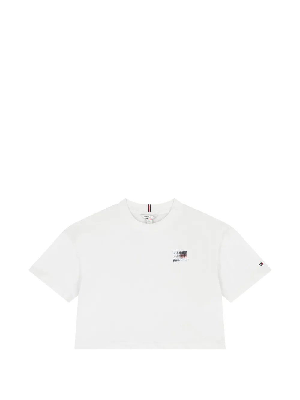 Tommy Hilfiger Junior T-shirt crop con strass - Bianco
