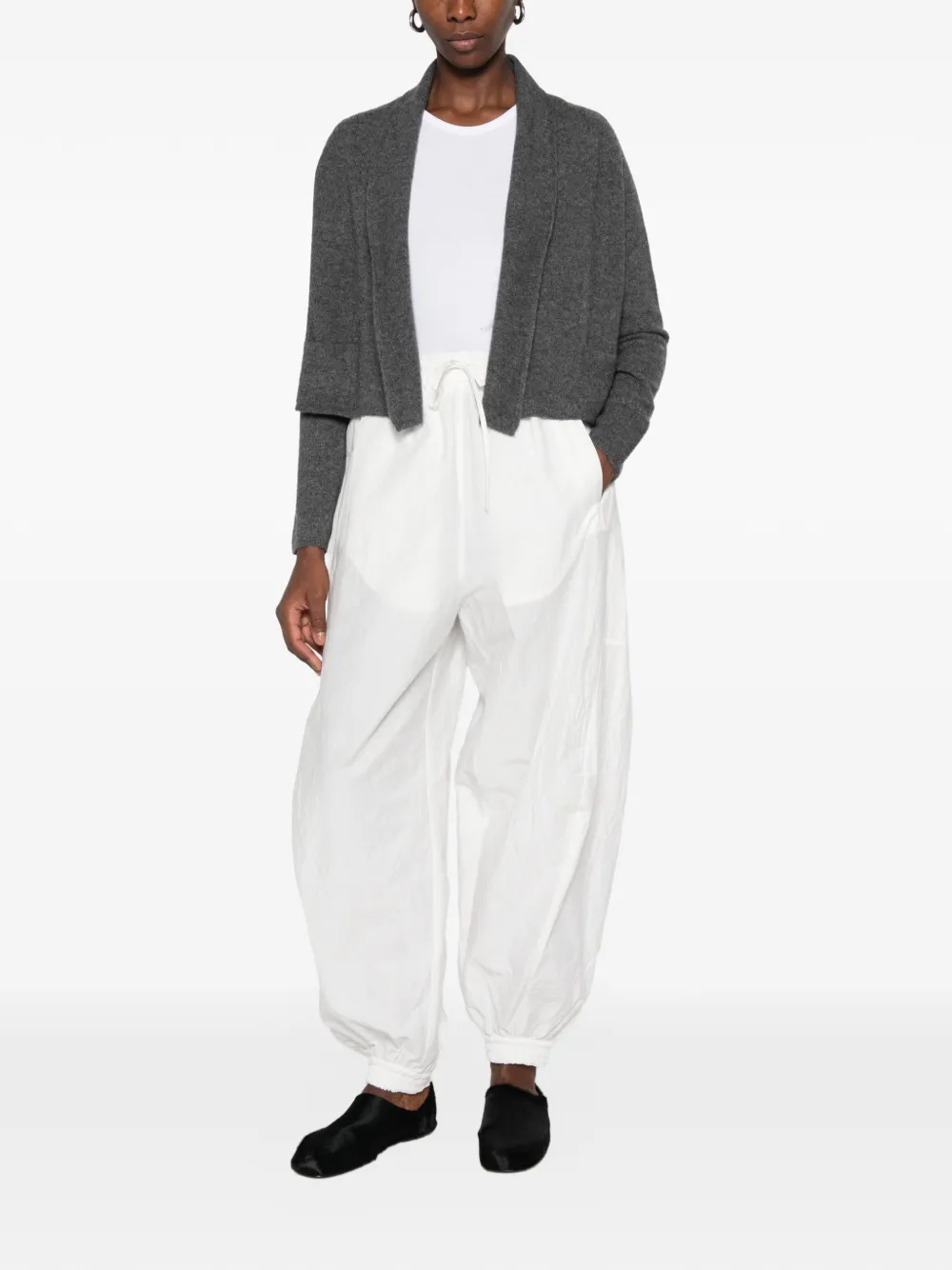 SUSANNE BOMMER Cropped vest met sjaalkraag Grijs