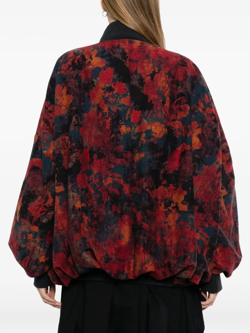 Yohji Yamamoto Oversized jack met bloemenprint Rood