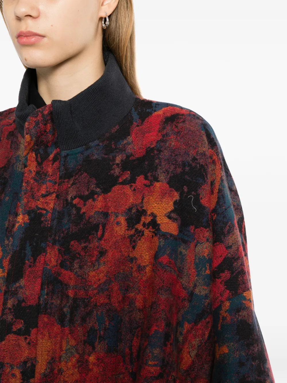 Yohji Yamamoto Oversized jack met bloemenprint Rood