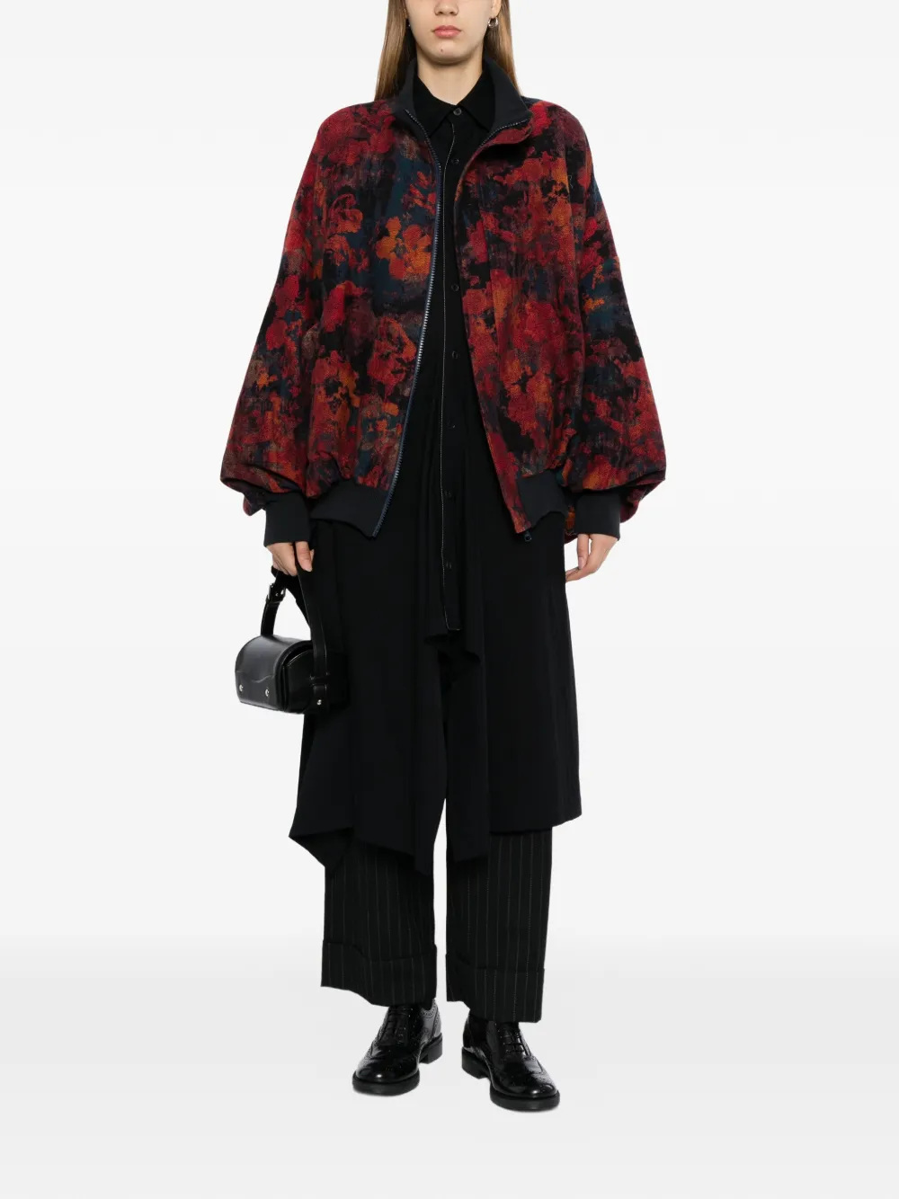 Yohji Yamamoto Oversized jack met bloemenprint Rood